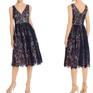 Like new Eliza J Lace Overlay Dress Sleeveless Fit and Flare Navy Blue 20W